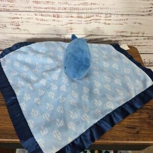 Cloud Island Blue Whale Satin Trim Lovey Blanket